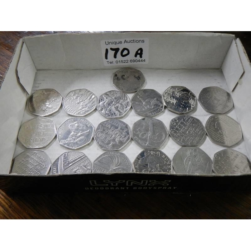 170A - Nineteen collectable fifty pence pieces.