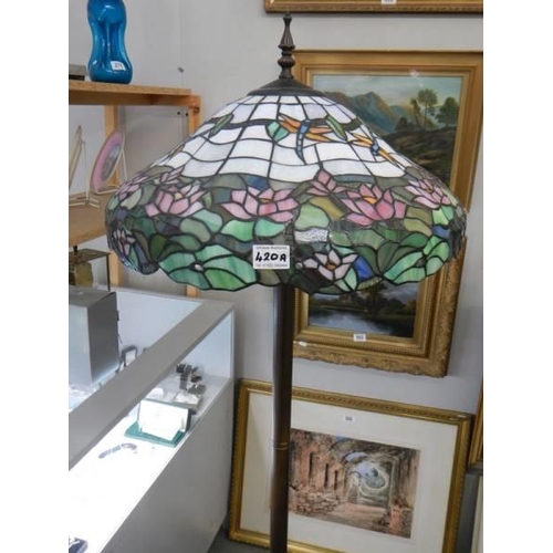 420A - A standard lamp with Tiffany style shade, needs wiring checked, COLLECT ONLY.