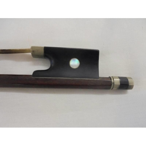 440B - A 19th century violin bow by GEBR.HUG, 74 cm long.