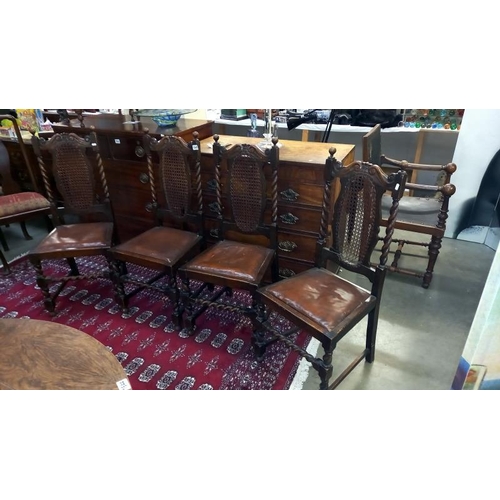 1645 - 4 Victorian oak dining chairs with bergère backs COLLECT ONLY.