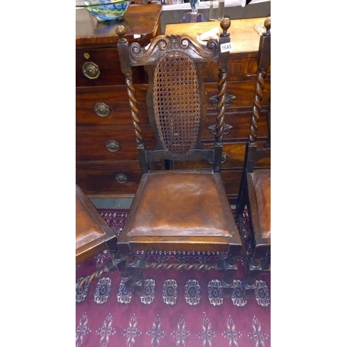 1645 - 4 Victorian oak dining chairs with bergère backs COLLECT ONLY.