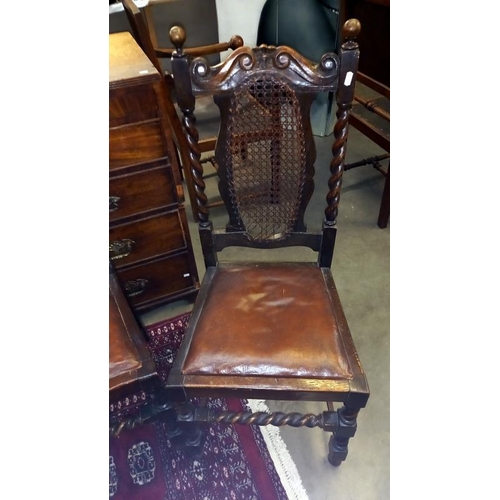 1645 - 4 Victorian oak dining chairs with bergère backs COLLECT ONLY.