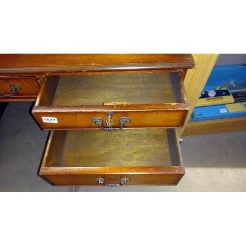 1677 - A mahogany double pedestal desk with leather inset top, COLLECT ONLY.