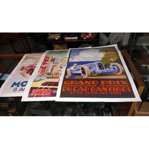 1681 - 3 vintage posters including Grand Prix, Monaco etc.