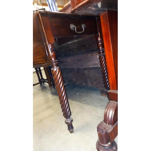 1690 - An Edwardian mahogany Pembroke table on turned legs COLLECT ONLY.