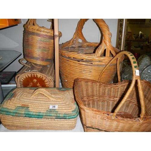 38 - A quantity of wicker baskets.