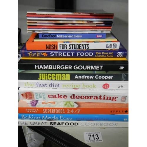 713 - A varied selection of cookery/recipe books.