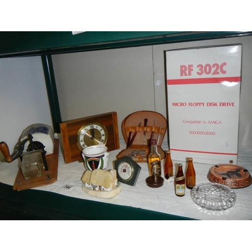 744 - A mixed lot including Dutch coffee grinder, manicure set, David Winter cottage etc.,