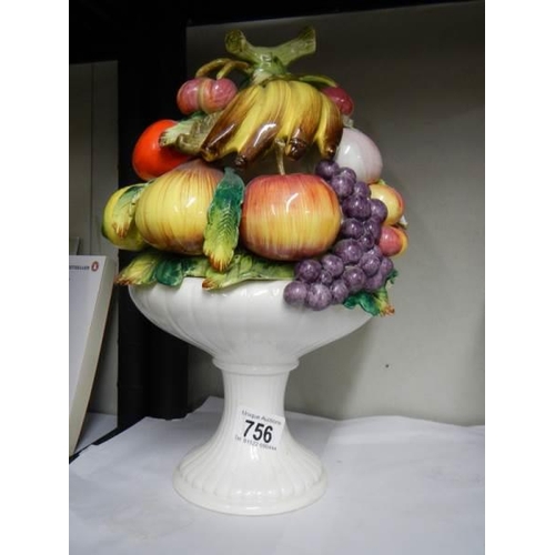 756 - A large Japanese ceramic fruit bowl ornament, 34 cm high.