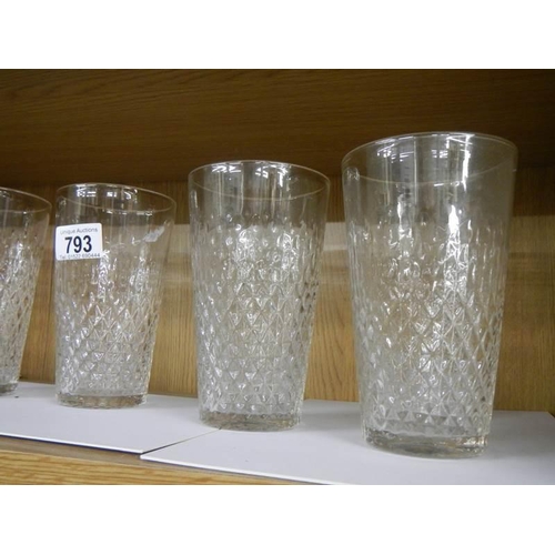 793 - A set of six drinking glasses.