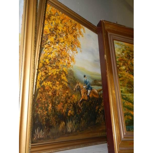 823 - A quantity of gilt framed oil on board rural scenes, COLLECT ONLY.