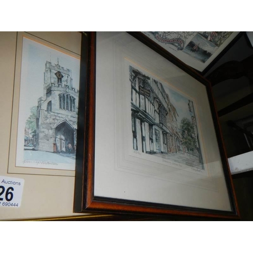 826 - A mixed lot of framed prints and engravings,. COLLECT ONLY.