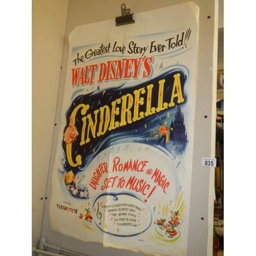 835 - An original vintage Walt Disney Cinderella film poster, 50.5 x 75.5 cm.