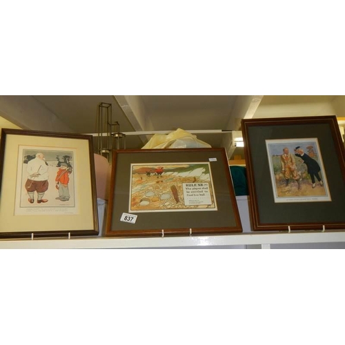 837 - Three framed and glazed prints - Lawson Woods, Colonel Fluffitt and Chas Crombie.