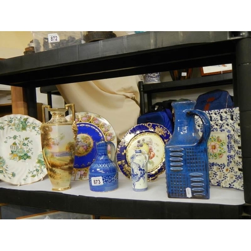 873 - A quantity of collector's cabinet plates, Noritake vase, West German and Delft ewers.