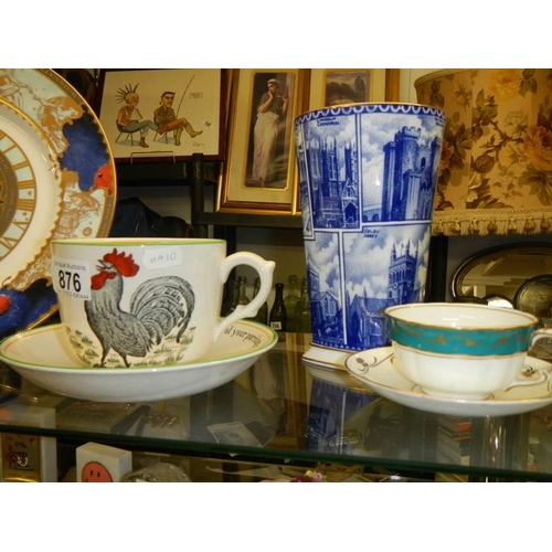 876 - A Royal Worcester 'The Millenium' collector's plates, Rington's Landmarks vase, Adam's Rooster cup &... 