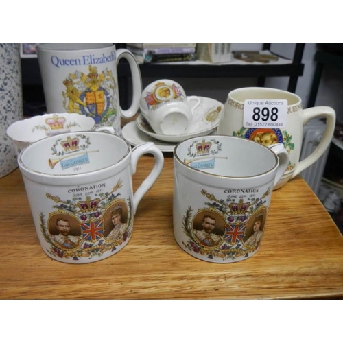 898 - Two Shelley King George coronation mugs and two others.