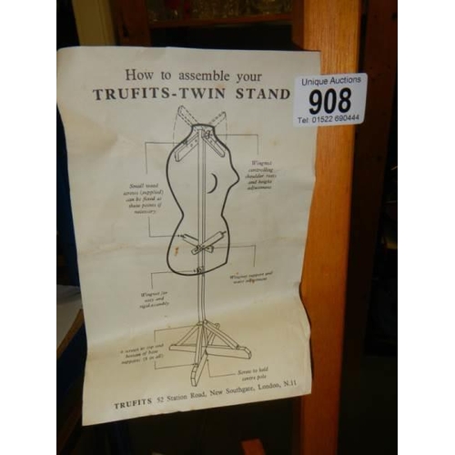 908 - A vintage Trufits twin stand for a dressmaking dummy.