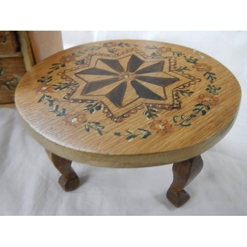 914 - A miniature inlaid sideboard and table.