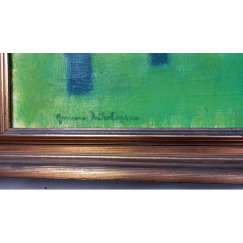 714 - A modern gilt framed oil on canvas, signed but indistinct, COLLECT ONLY.