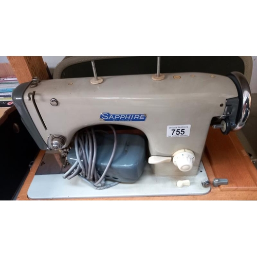 755 - A vintage Sapphire sewing machine in case COLLECT ONLY