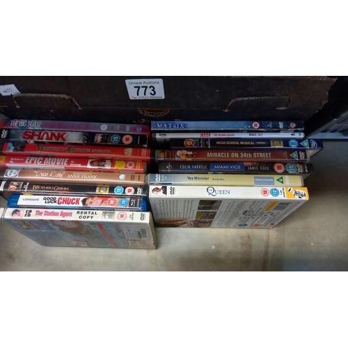 773 - 6 boxes of DVD's covering all genres  COLLECT ONLY