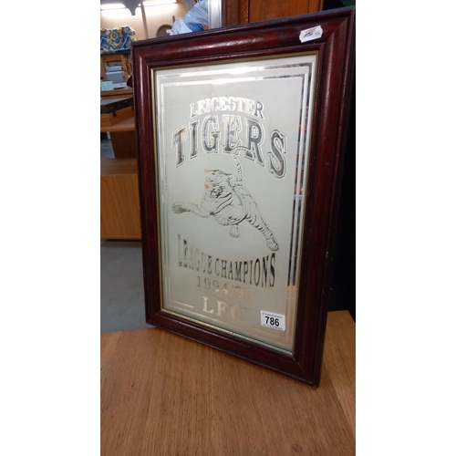 786 - A  Leicester Tigers 1994/1995 etched advertising mirror 33cm x 48cm COLLECT ONLY