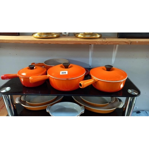 809 - A good lot of Le Creuset saucepans etc in need of a good clean