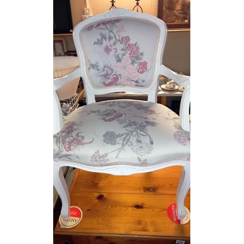 837 - A white painted chair in the French ormalu style, COLLECT ONLY