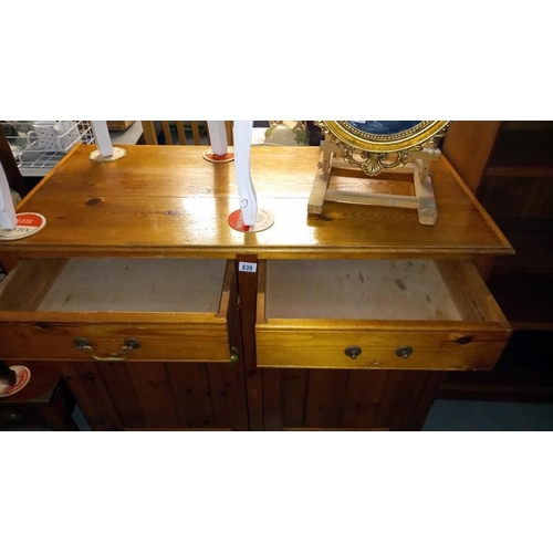 839 - A solid pine dresser base, (1 drawer missing a handle) 112cm x 54cm x 92cm, COLLECT ONLY