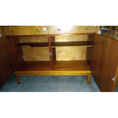 854 - A vintage Gordon Russell teak sideboard, 122cm x 43cm x 91cm, COLLECT ONLY