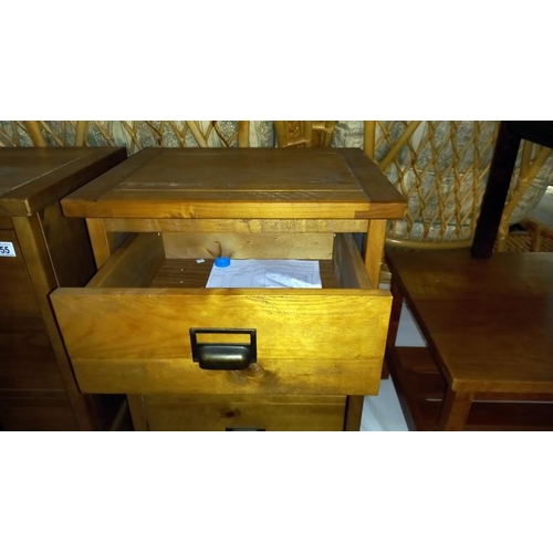 855 - A pair of solid pine bedsides with single drawer & faux drawer cupboards, 42cm x 50cm x 67cm high, C... 