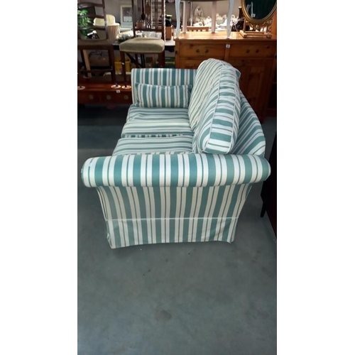 866 - A green & white striped settee, COLLECT ONLY