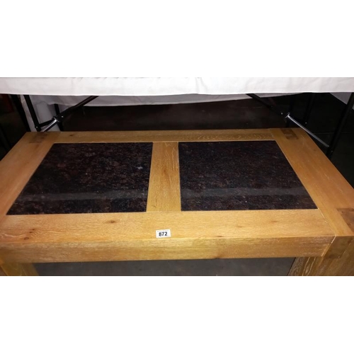 872 - A large chunky coffee table with granite inserts, 120cm x 60cm x 46cm high, COLLECT ONLY