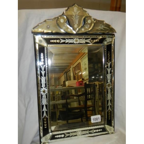 1081 - A mixed 20th century bevelled dressing table mirror, COLLECT ONLY.