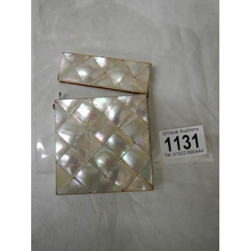 1131 - A mother of pearl card case in good condition.