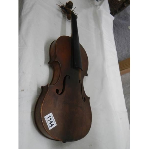 1144 - An old violin marked Copiede,, Gaspar Da Salo in Brescia.