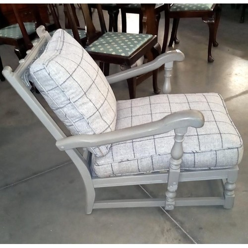 962 - A shabby chic painted carver arm chair