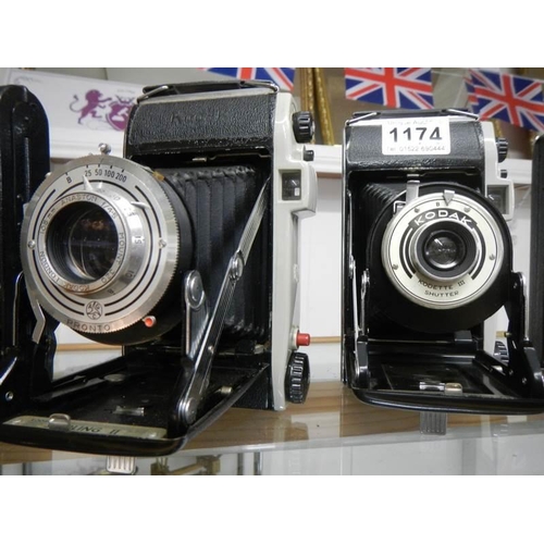 1174 - Six vintage folding camera's.