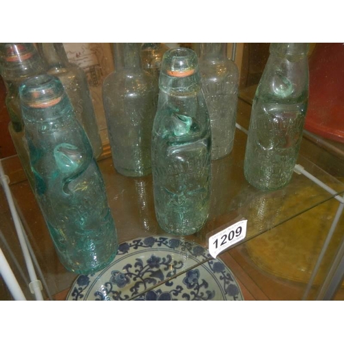 1209 - A mixed lot of old glass bottles.