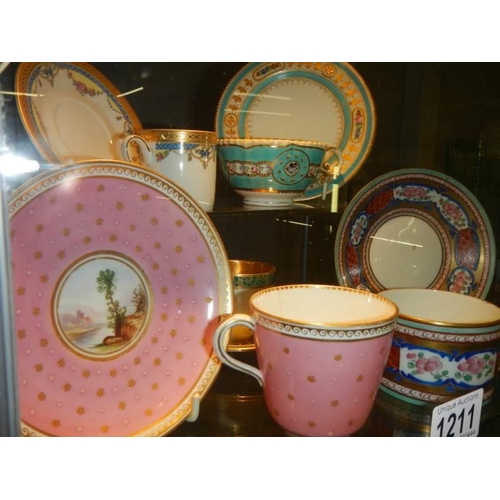 1211 - Five good fine China tea cups and saucers.