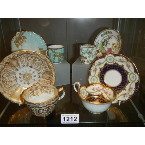 1212 - Four good fine China tea cups and saucers.