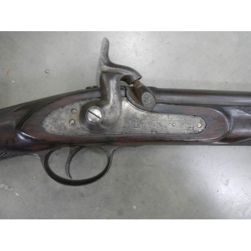 1330 - An antique long gun percussion hammer rifle, 125 cm long, COLLECT ONLY.