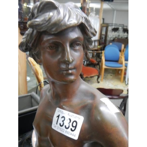 1339 - A large heavy bronze swivel figure, 67 cm tall.