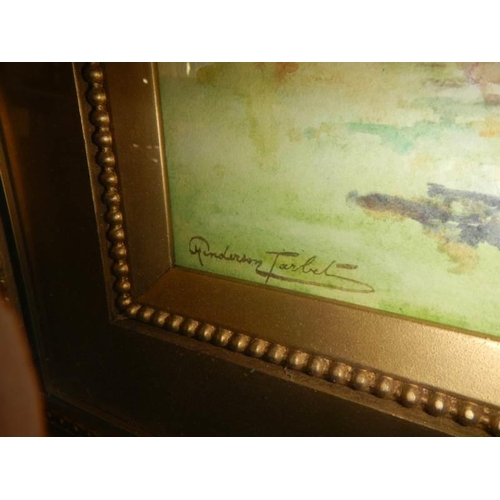 1364 - A framed and glazed watercolour coastal scene signed Henderson Tarbet. COLLECT ONLY