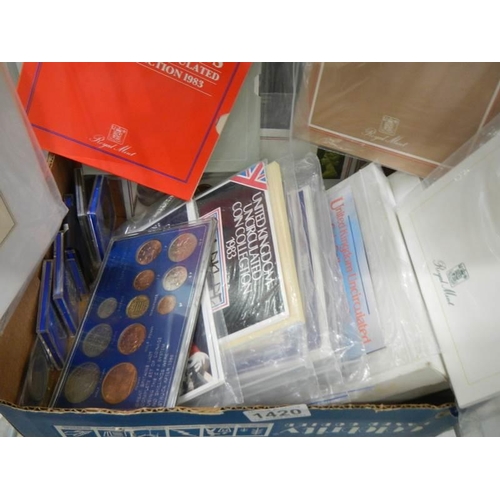 1420 - A good lot of coin presentation packs etc., including  1983 Cyprus, Canada, cook islands and Vanuatu... 