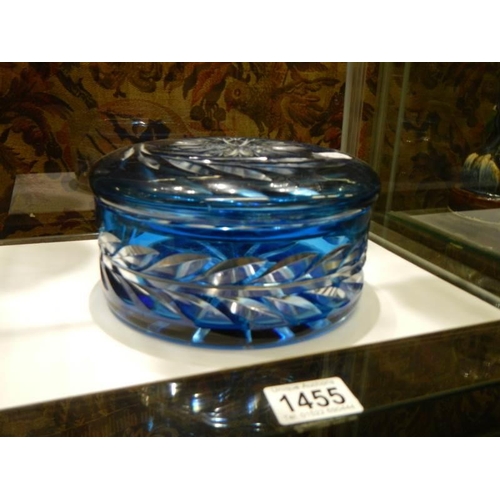 1455 - A good quality cut glass overlaid powder bowl.