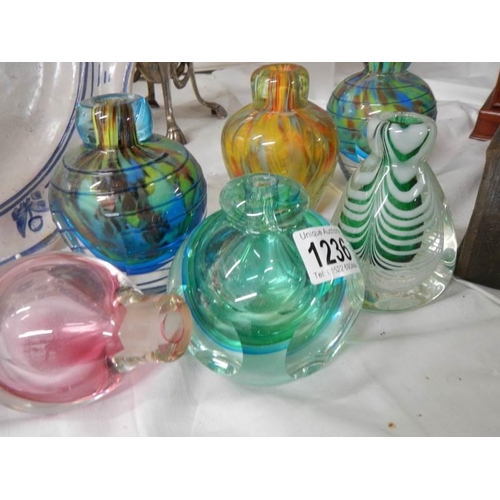 1236 - Six good coloured glass bud vases.