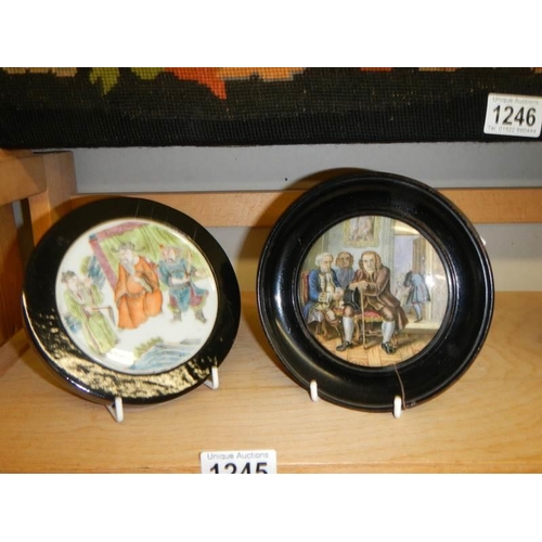 1245 - Two Victorian pot lids including a Chinese pattern.