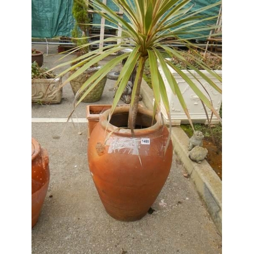 1480 - A circular terracotta garden urn. COLLECT ONLY.